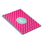 Hot Pink Polka Dot Minze Monogramm Notizblock (Rechte Seite)