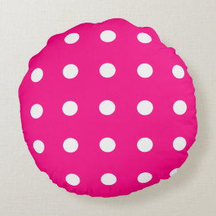 Hot Pink Polka Dot Muster Rundes Kissen