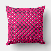 Hot Pink Polka Dot Outdoor Throw Kissen (Rückseite)