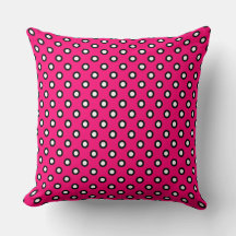 Hot Pink Polka Dot Outdoor Throw Kissen