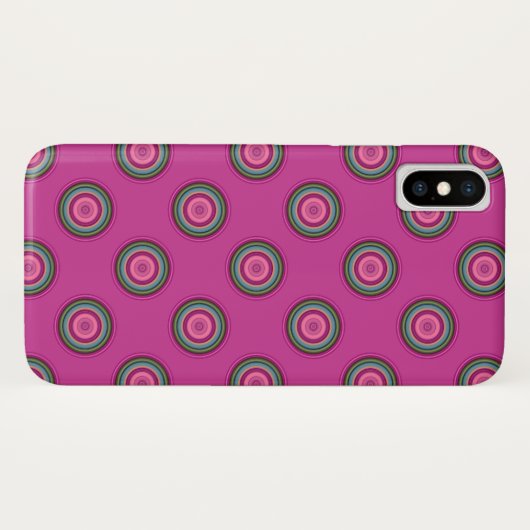 Hot Pink Polka Dot Pattern Case-Mate iPhone Hülle (Rückseite (Horizontal))