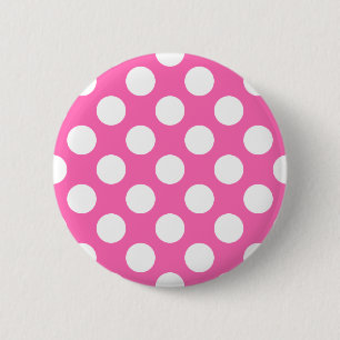 Hot Pink Polka Dots Button