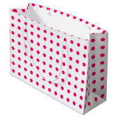 Hot Pink Polka Dots Große Geschenktüte (Rückseite Schrägansicht)