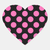 Hot Pink Polka Dots Herz-Aufkleber (Vorderseite)