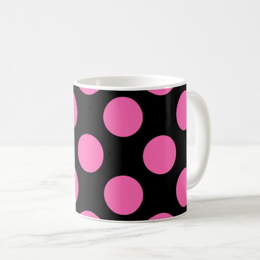 Hot Pink Polka Dots Kaffeetasse (VorderseiteRechts)
