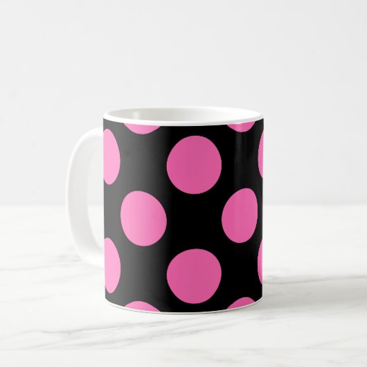 Hot Pink Polka Dots Kaffeetasse (Vorderseite Links)