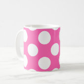 Hot Pink Polka Dots Kaffeetasse (Vorderseite Links)
