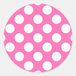 Hot Pink Polka Dots Runder Aufkleber