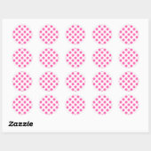 Hot Pink Polka Dots Runder Aufkleber (Blatt)