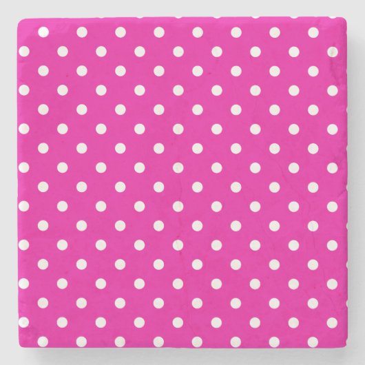 Hot Pink Polka Dots Square Untersetzer (Vorderseite)