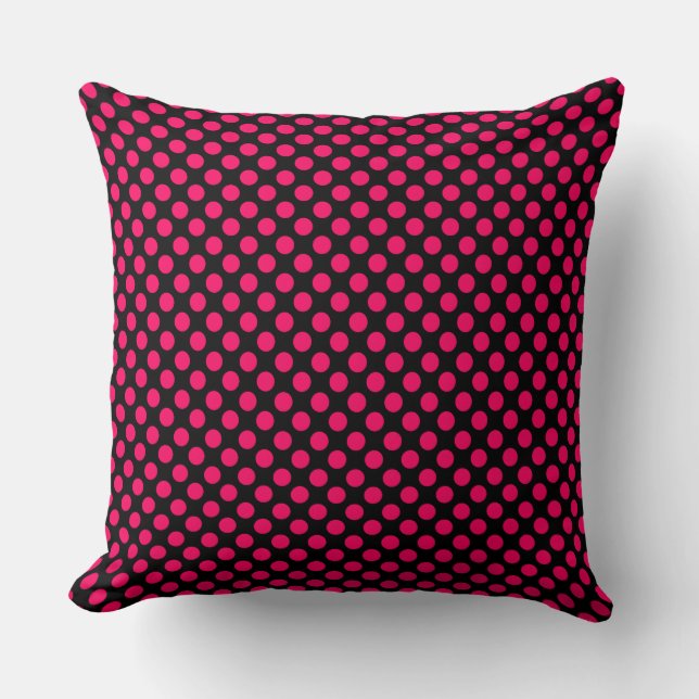 Hot Pink Polka Dots Throw Kissen (Vorderseite)