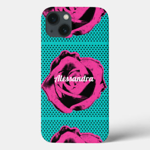 Hot Pink Pop Art Rose Retro Rockabilly Case-Mate iPhone Hülle