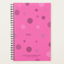 Hot Pink Pop Dots Year Planer