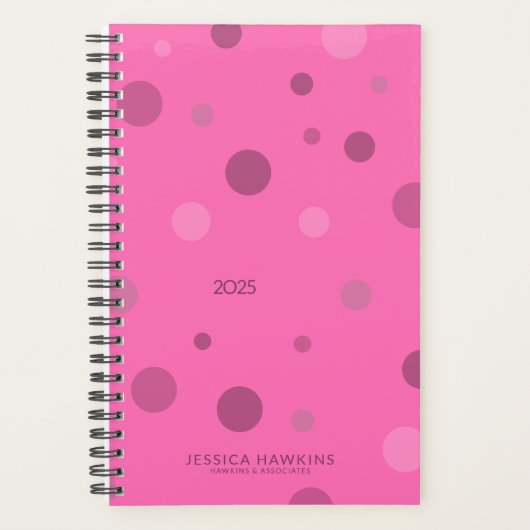 Hot Pink Pop Dots Year Planer (Vorderseite)