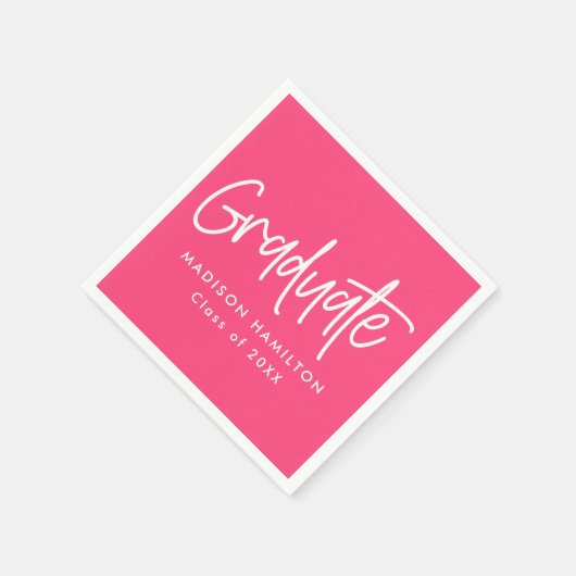 Hot Pink | Preppy Script-Abschluss Serviette (Ecke)