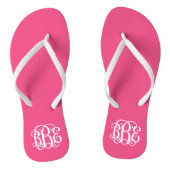 Hot Pink Preppy Script Monogram Badesandalen (Fußbett)