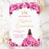 Hot Pink Princess Floral Quinceñera Programm