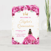 Hot Pink Princess Floral Quinceñera Programm (Vorderseite)