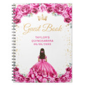 Hot Pink Princess Quinceañera Guest Book Notizblock (Vorderseite)