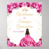 Hot Pink Princess Quinceañera Willkommen Poster (Vorne)