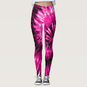 Hot Pink Psychedelic Sternexplosion Gefärbte Krawa Leggings (Vorderseite)
