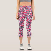 Hot pink, purple and black camo abstract capri leggings (Vorderseite)