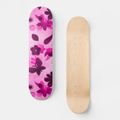 Hot Pink Purple Blumen Vögel Schmetterlinge Blumen Skateboard (Vorderseite)