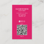 Hot Pink & QR Code Makeup Artist Business Card Visitenkarte (Rückseite)