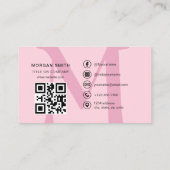 Hot Pink QR Code Script Name Girl Monogram Visitenkarte (Rückseite)