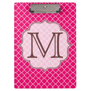 Hot-Pink-Quarterfolie Latti Monogram-Clip-Platine Klemmbrett