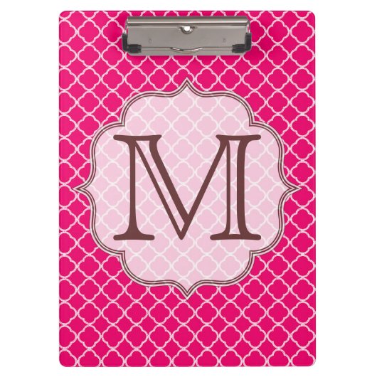 Hot-Pink-Quarterfolie Latti Monogram-Clip-Platine Klemmbrett (Vorderseite)