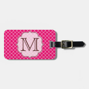 Hot Pink Quarterfolie Latti Monogram Gepäckanhänge Gepäckanhänger