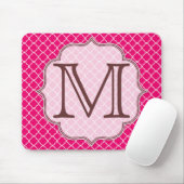Hot Pink Quarterfolie Latti Monogram Maus Pad Mousepad (Mit Mouse)