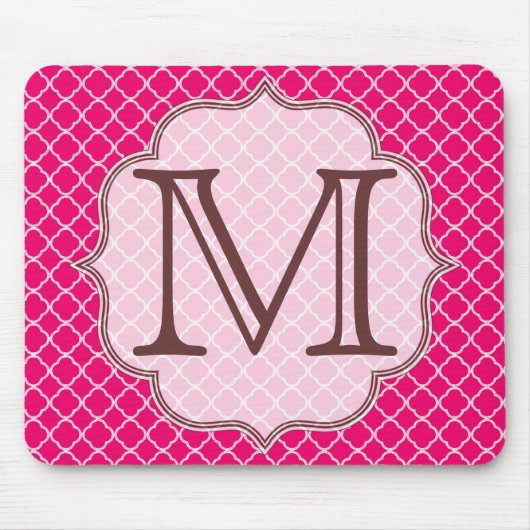 Hot Pink Quarterfolie Latti Monogram Maus Pad Mousepad (Vorne)