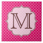 Hot-Pink-Quarterfolie Latti-Monogramm-Anzeigetafel Fliese (Vorderseite)