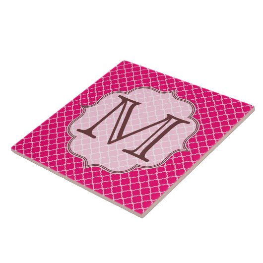 Hot-Pink-Quarterfolie Latti-Monogramm-Anzeigetafel Fliese (Seite)