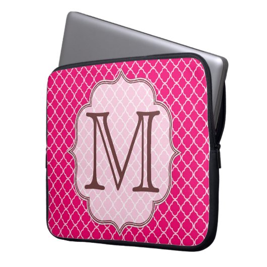 Hot Pink Quarterfolienmonogramm 15" Notebookgehäus Laptopschutzhülle (Vorderseite Links)
