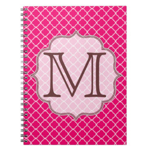 Hot Pink Quaterfolie Latti Monogram Note Book Notizblock