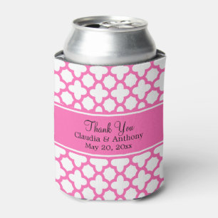 Hot Pink Quatrefoil Muster Hochzeit Vielen Dank Dosenkühler