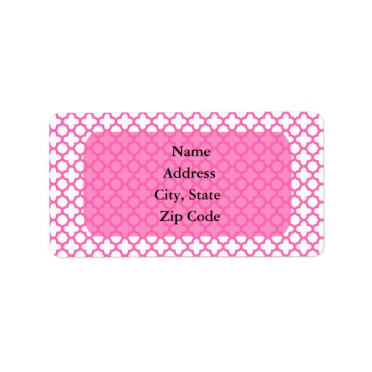 Hot-Pink-Quatrefolienmuster Adressaufkleber (Vorne)