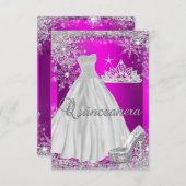 Hot Pink Quinceanera 15. Geburtstagsparty Einladung (Vorne/Hinten)