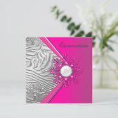 Hot Pink Quinceanera 15. Geburtstagsparty Einladung (Stehend Vorderseite)