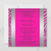 Hot Pink Quinceanera 15. Geburtstagsparty Einladung (Rückseite)