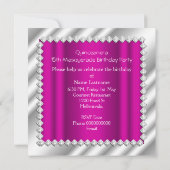 Hot Pink Quinceanera 15. Masquerade Party Einladung (Rückseite)