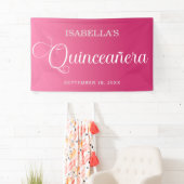 Hot Pink Quinceañera Birthday Elegantes Skript Banner (Insitu)