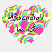 Hot Pink Rainbow Pattern Herz-Aufkleber (Vorderseite)