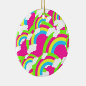 Hot Pink Rainbow Pattern Keramik Ornament (Rechts)