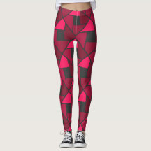 Hot Pink Raspberry Red Geometric Yoga Pants