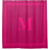 Hot Pink Raspberry Red Monogram Strip Individuelle Duschvorhang (Vorderseite)