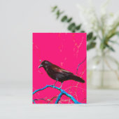 Hot Pink Raven Crow Postkarte (Stehend Vorderseite)